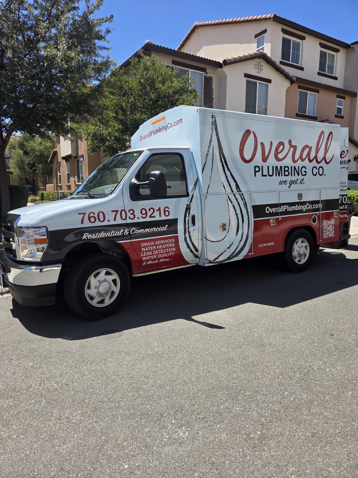 Overall Plumbing Co. branded plumbing service truck